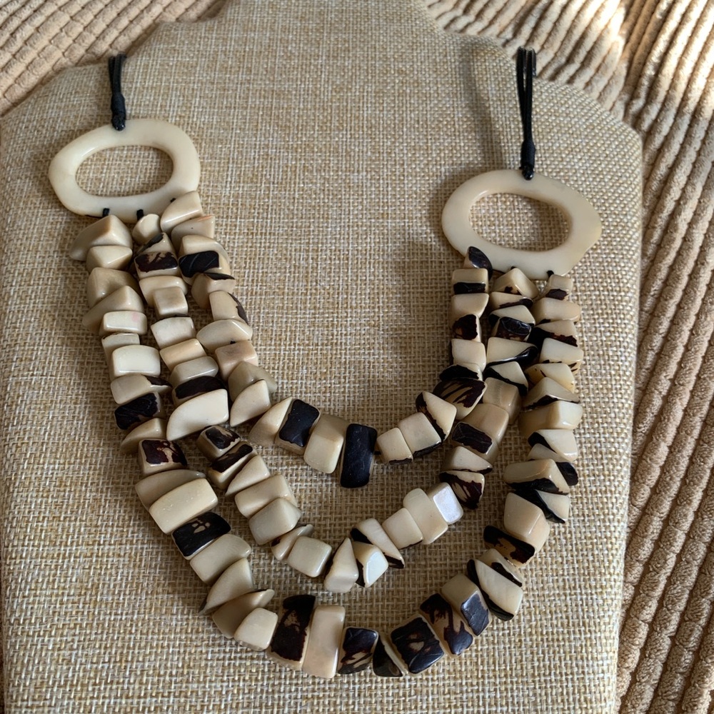 Vintage hand crafted bone statement necklace. Rare piece.